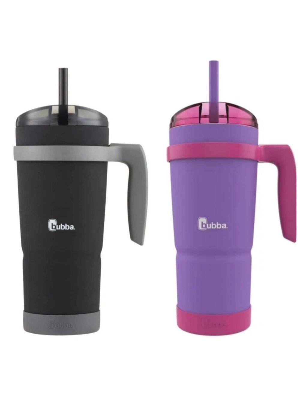 Bubba Envy-S 32oz Stainless Steel Tumblers Juicy Black + Purple w Straws Bumpers